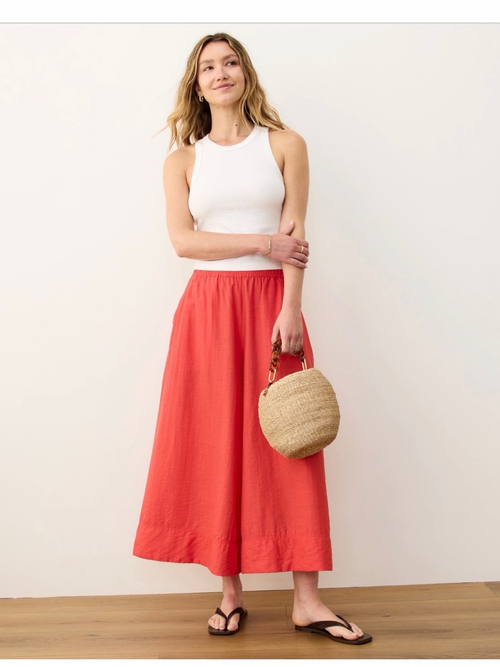 NWT marine layer viv wide leg pants sz L in geranium brand new $128